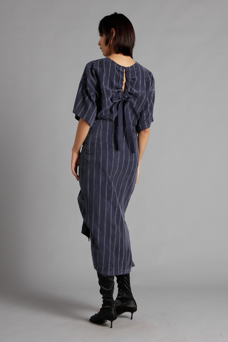 Ink Stripe Lantern Cupro Viscose Top