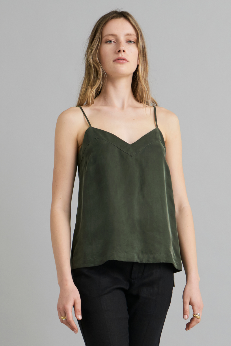 Khaki Glider Cupro Tencel Cami