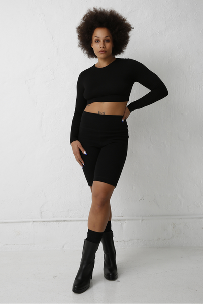 Black Aleggra Modal Cropped Top