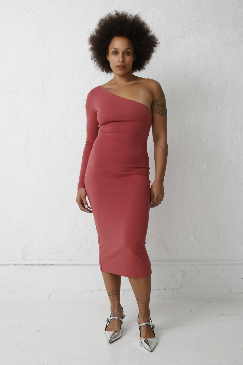 Dusk Rose Nari Cotton Asymmetric Dress