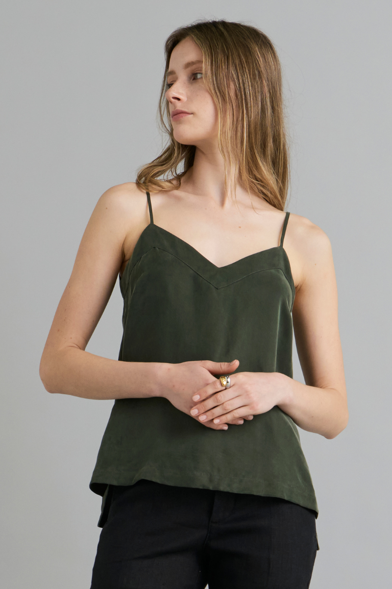 Khaki Glider Cupro Tencel Cami