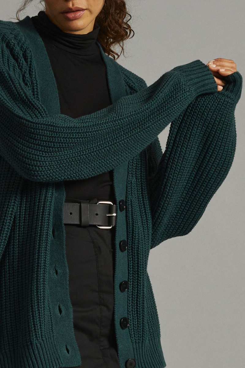 Deep Green Dove V Neck Cardigan