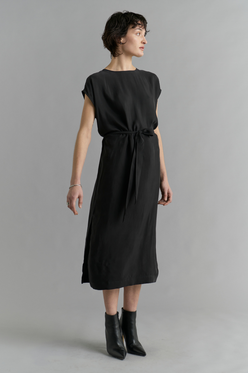 Black Escape Cupro Viscose Dress