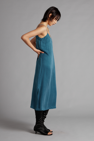 Teal Glider Midi Slip Dress