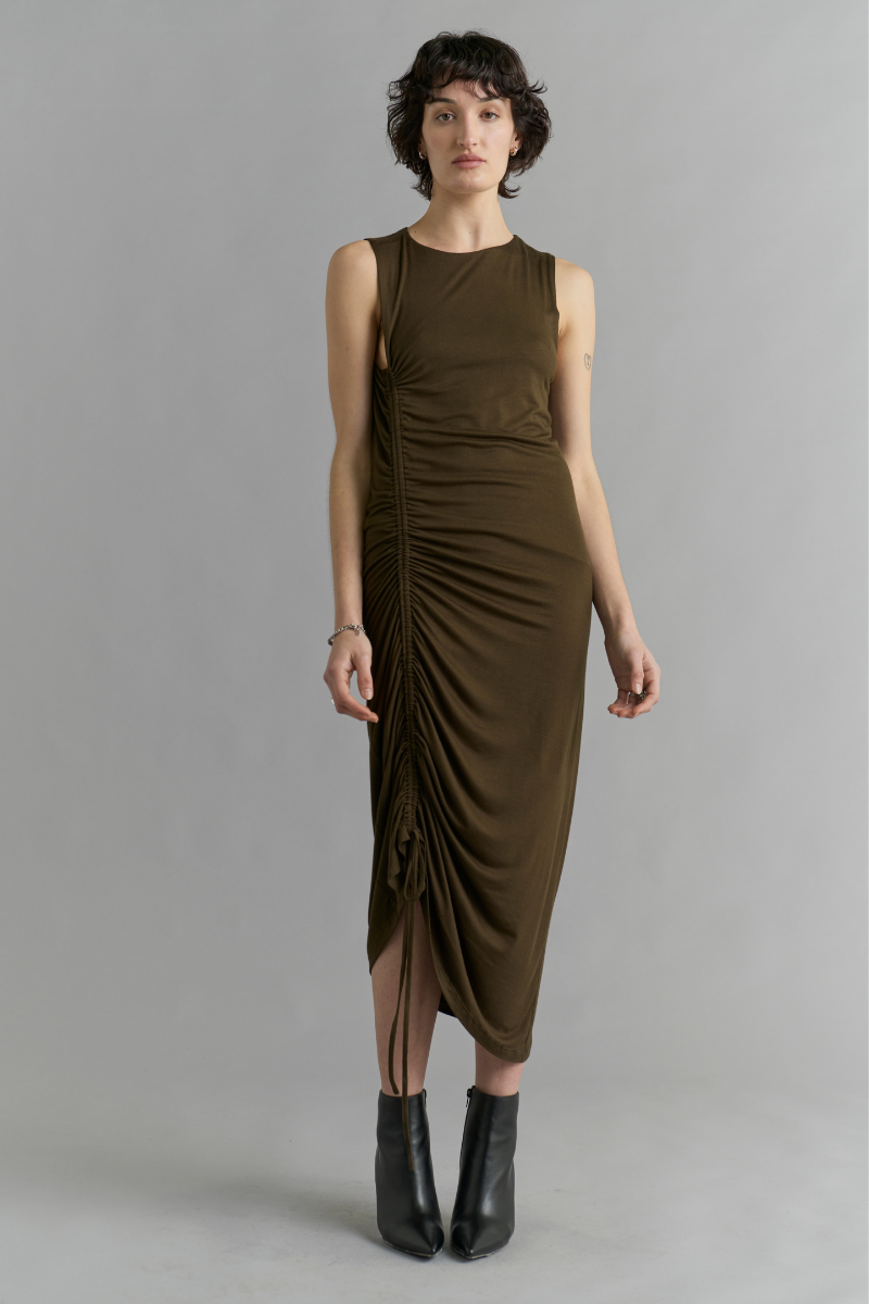 Khaki Tsara Modal Jersey Dress