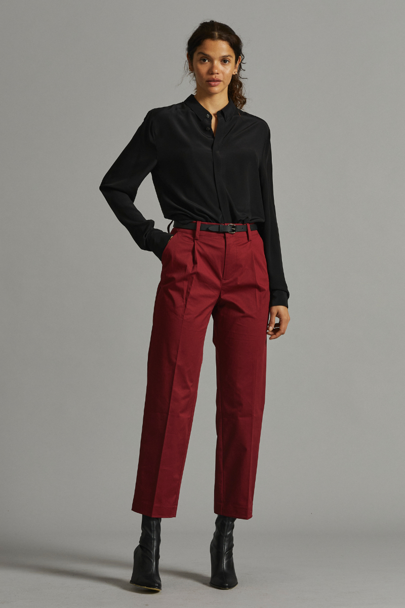 Crimson Sharp Tailored Cotton Pants