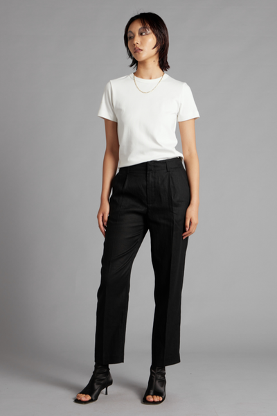 Black Sharp Tailored Linen Pant