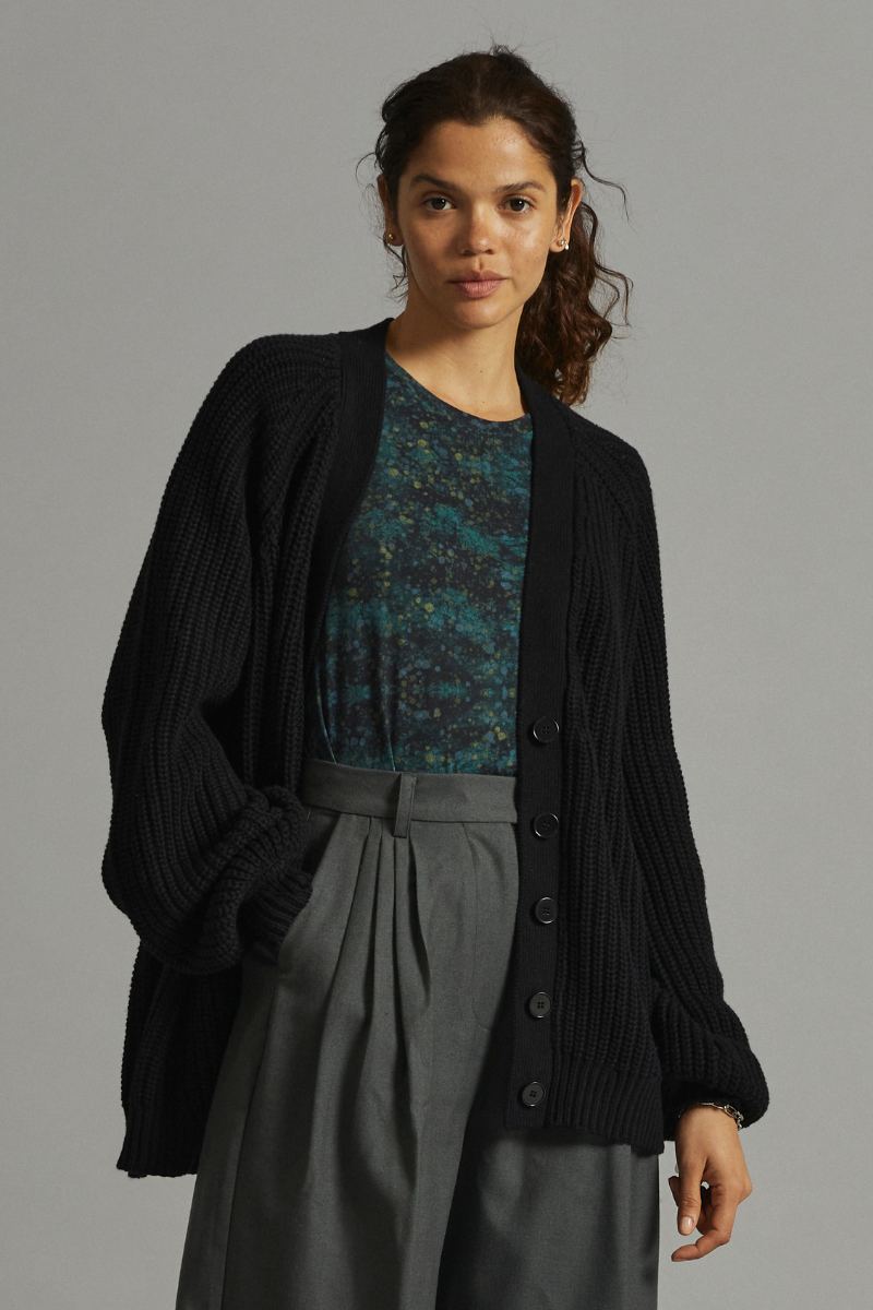 Black Dove V Neck Cardigan