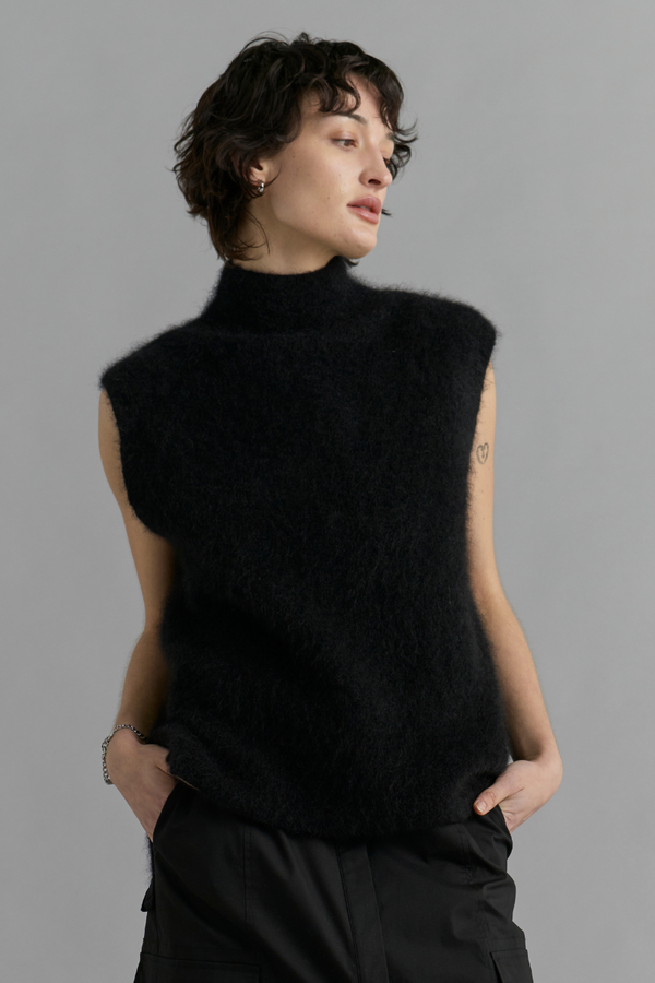 Black Koa Mohair Blend Sleeveless Knit