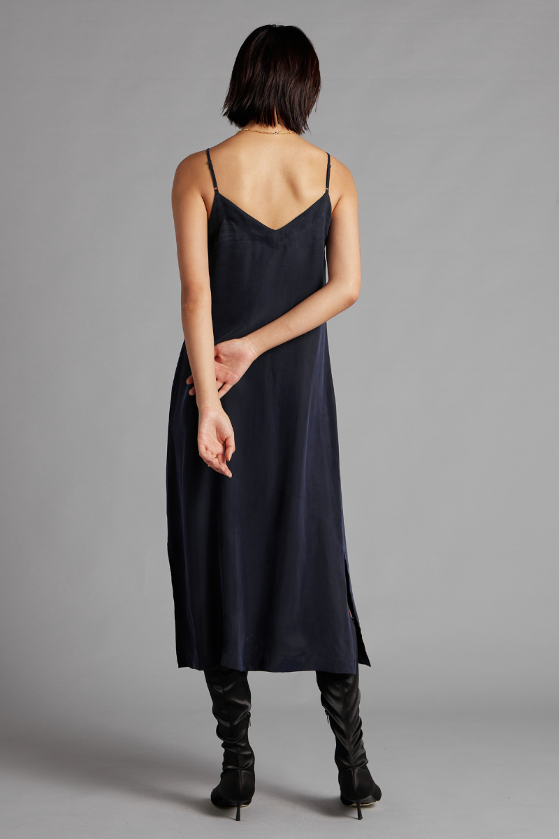 Smoke Blue Glider Cupro Rayon Slip Dress