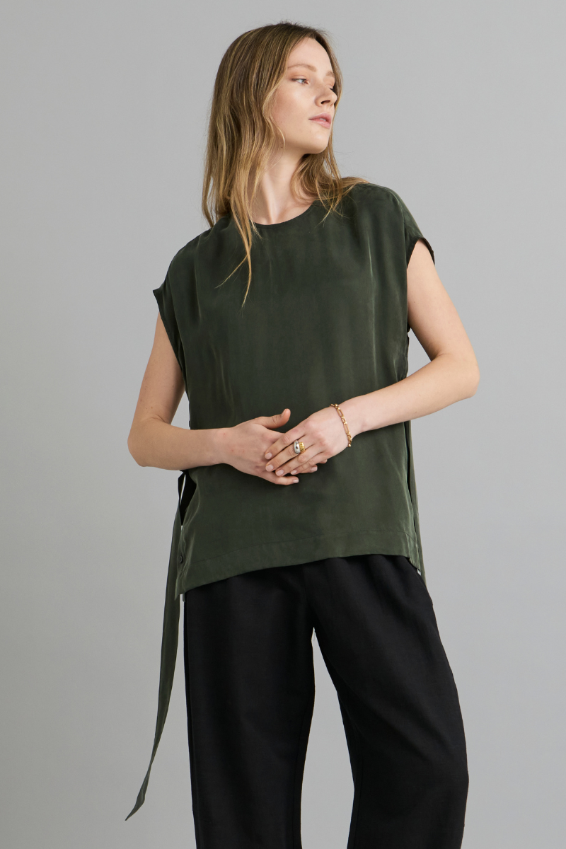 Khaki Carina Cupro Top