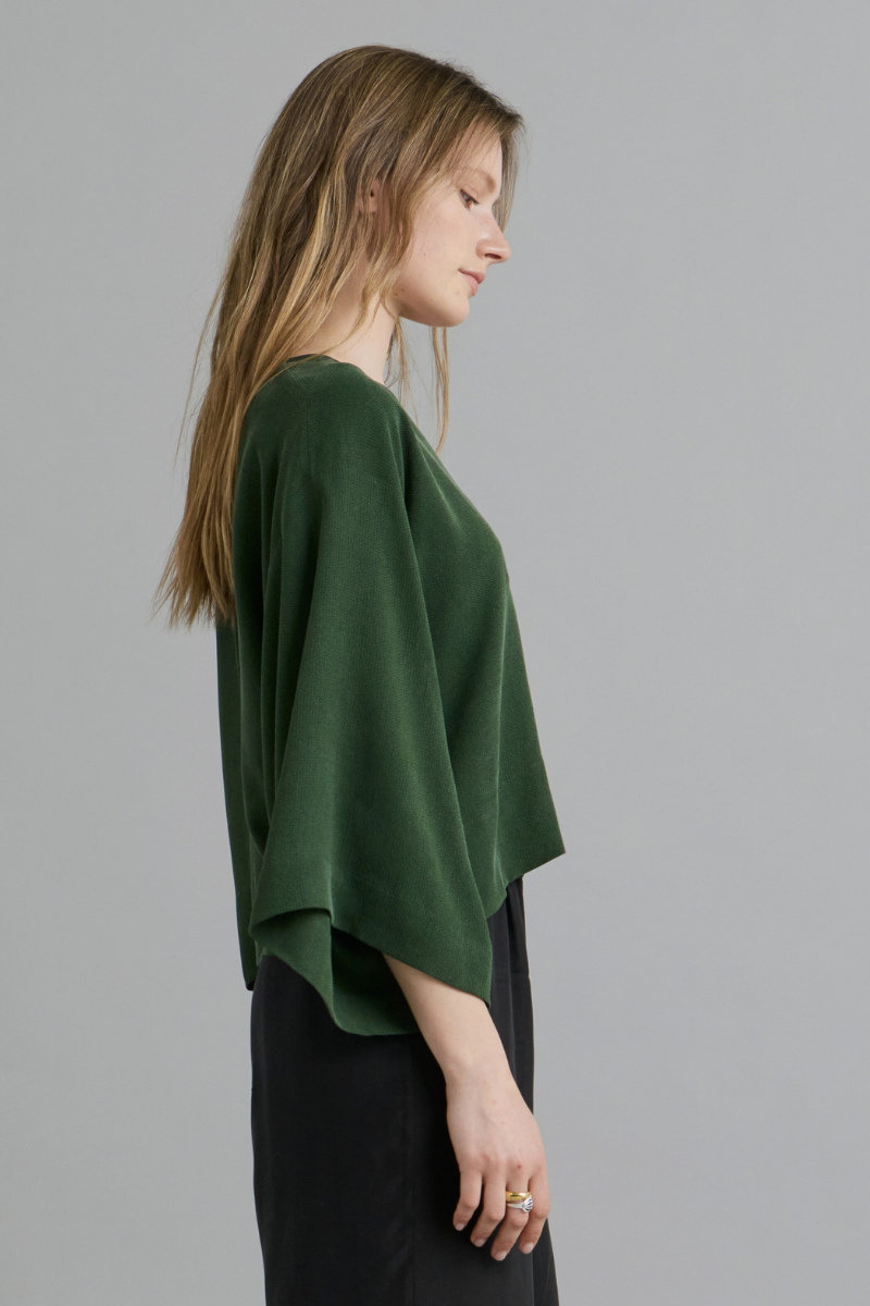 Forest Green Alya Textured Cupro Top