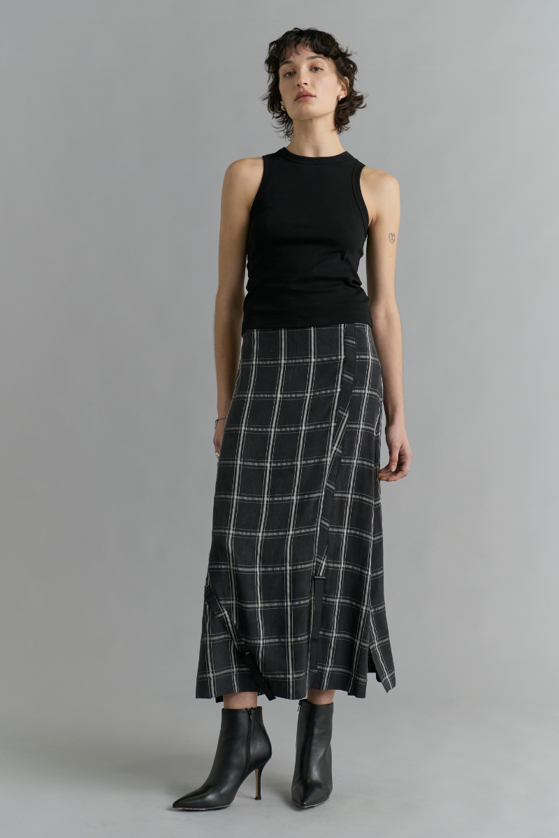 Check Kira Cupro Midi Skirt