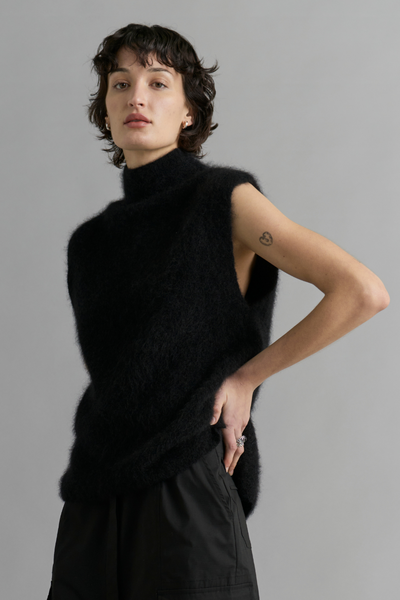 Black Koa Mohair Blend Sleeveless Knit