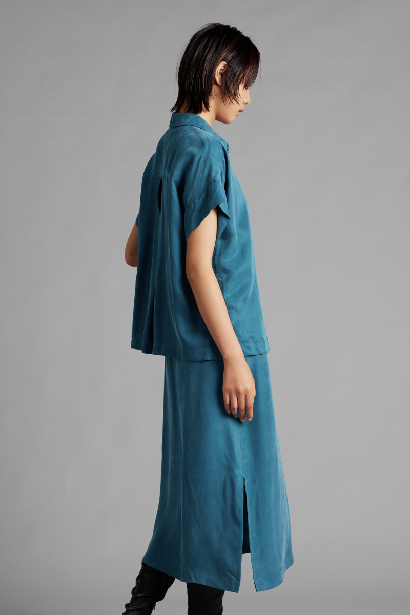 Teal Glider Midi Slip Dress