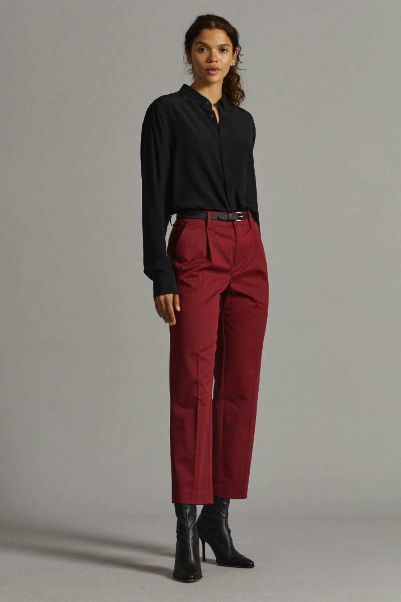 Crimson Sharp Tailored Cotton Pants