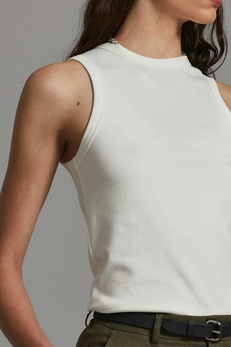 White Cian Cotton Elastane Tank