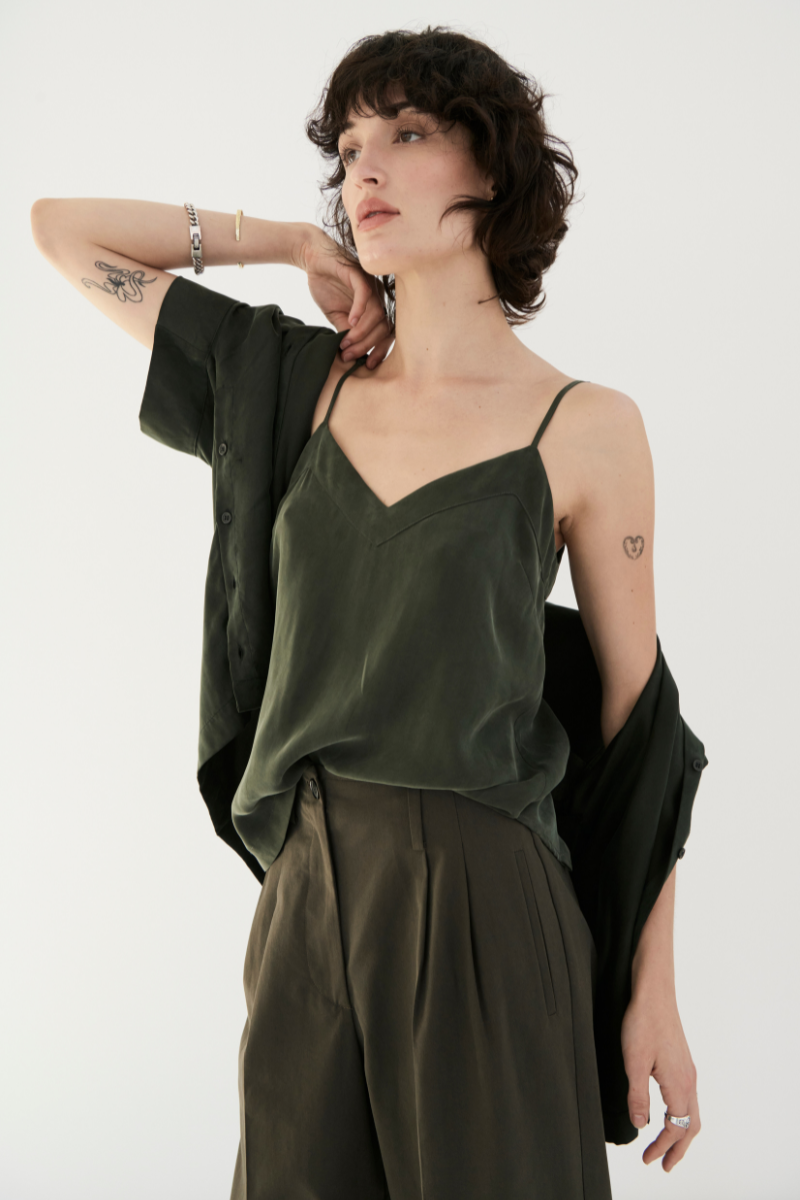 Khaki Glider Cupro Tencel Cami