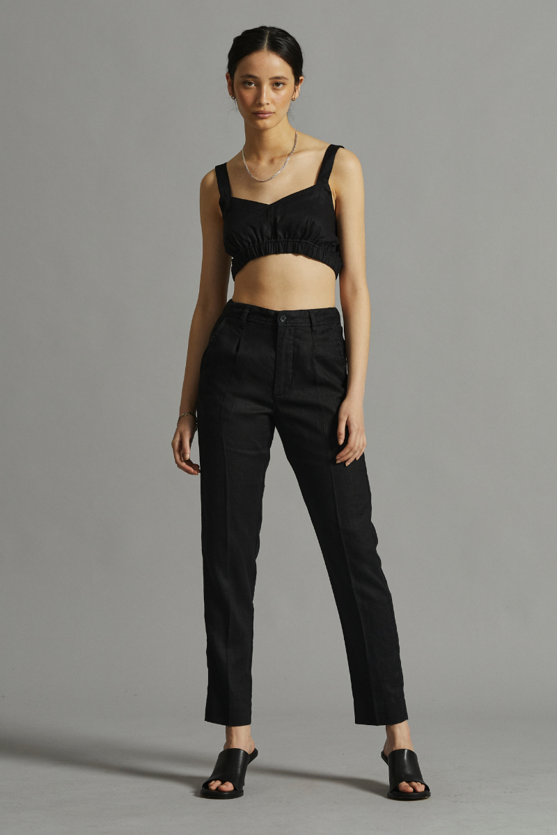 Black Osakie GenderU Linen Pants