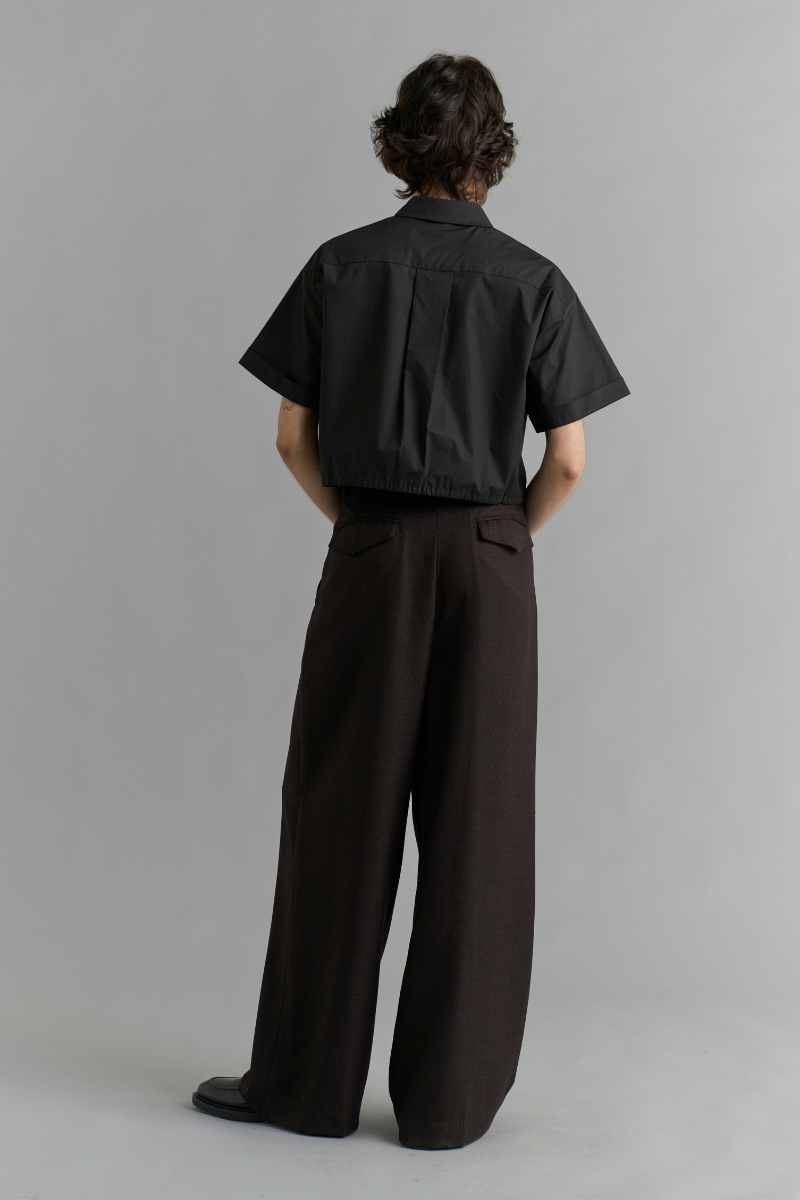 Black Iver Cropped Cotton Shirt