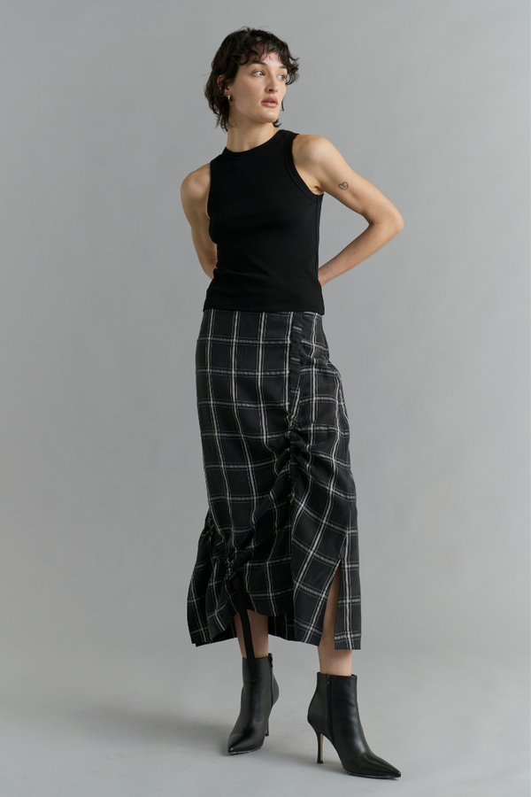 Check Kira Cupro Midi Skirt