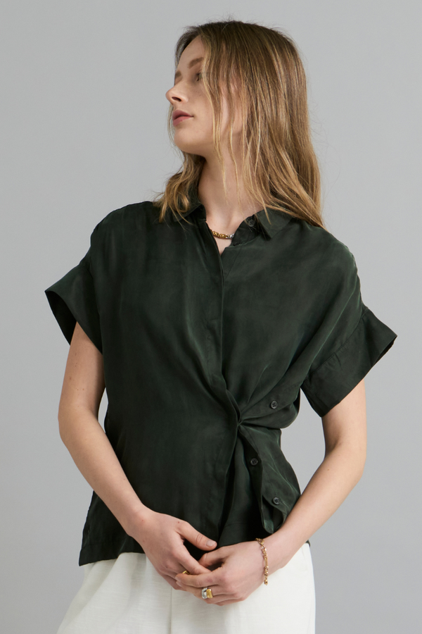 Dark Khaki Cupro Lotus Shirt