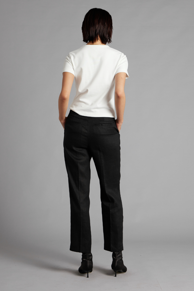 Black Sharp Tailored Linen Pant