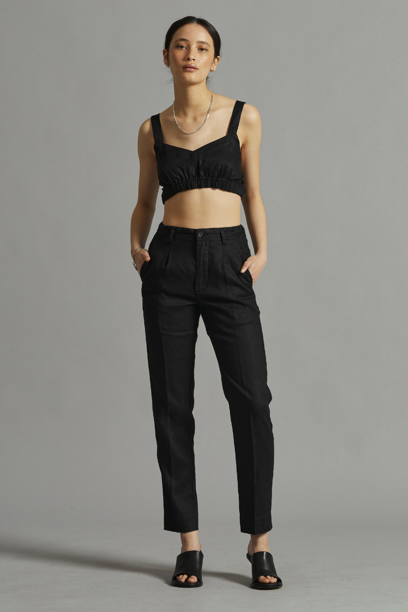 Black Osakie GenderU Linen Pants