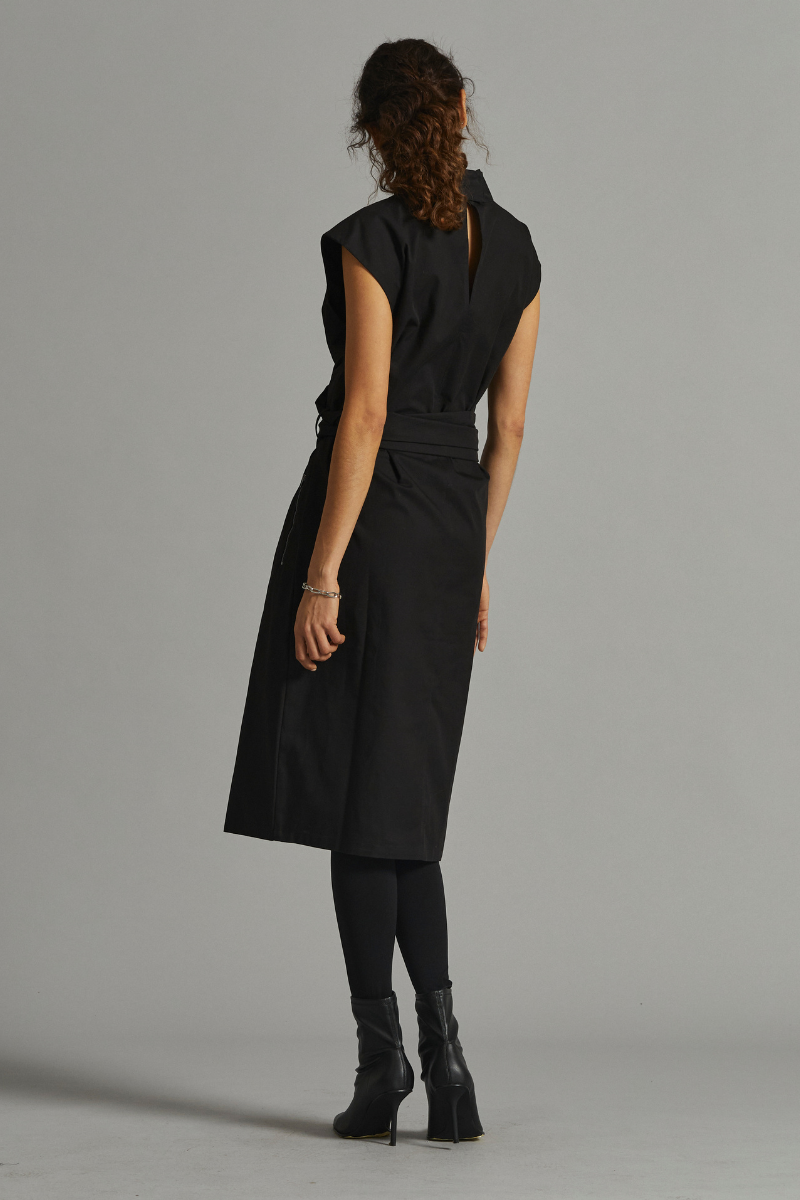 Black Radar Cotton Midi Dress