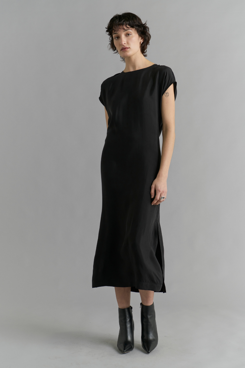 Black Escape Cupro Viscose Dress