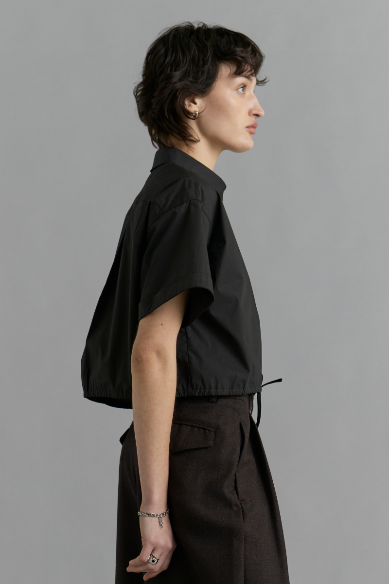 Black Iver Cropped Cotton Shirt