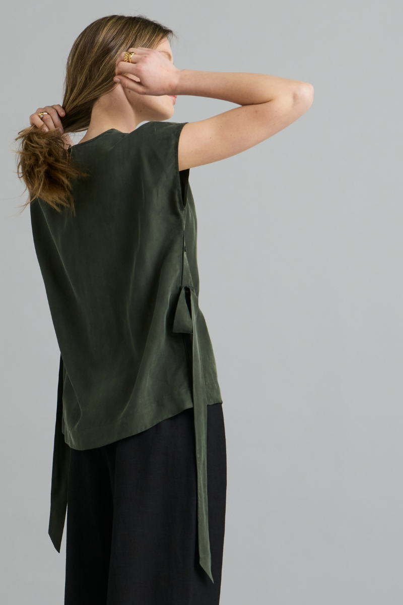 Khaki Carina Cupro Top