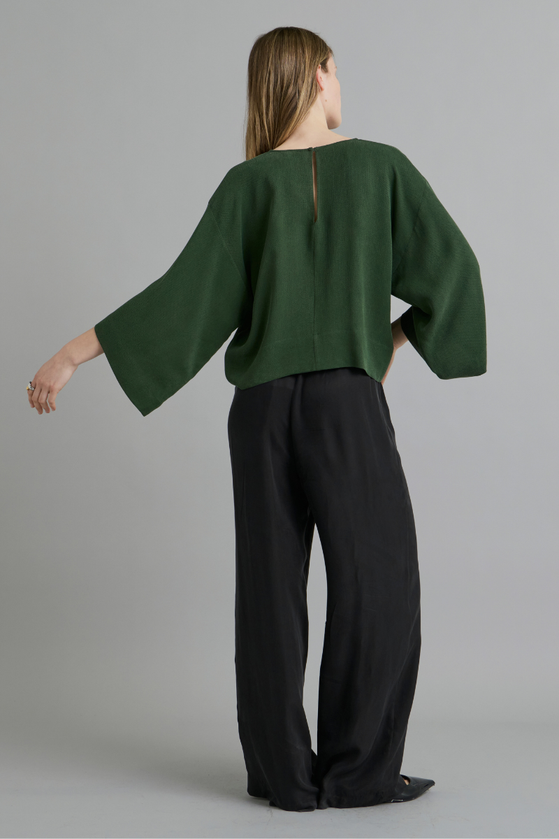 Forest Green Alya Textured Cupro Top