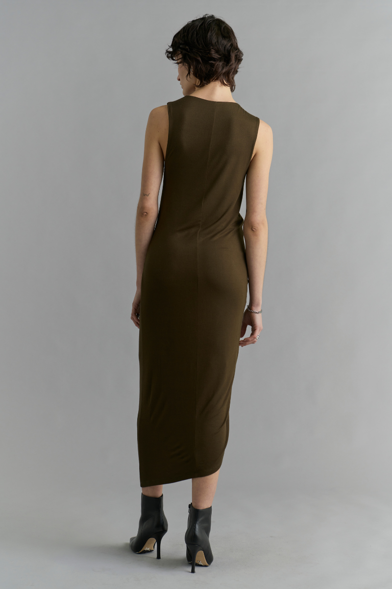 Khaki Tsara Modal Jersey Dress