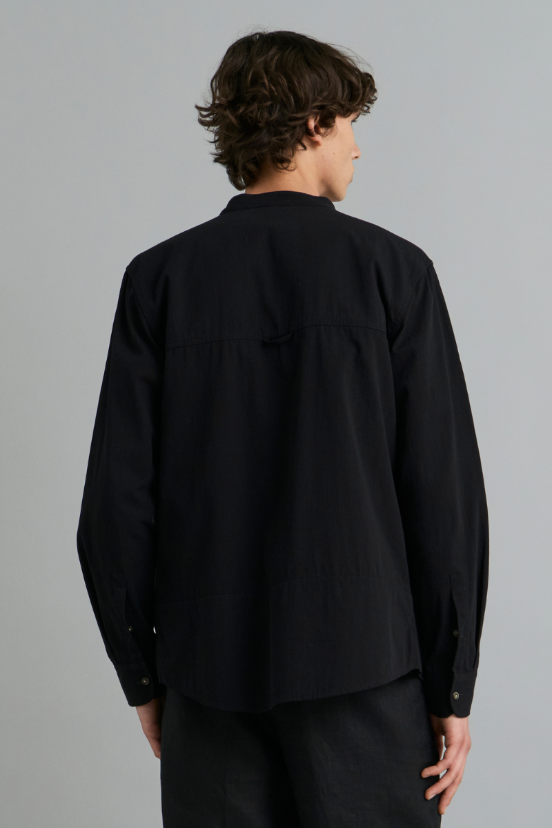 Black Ubuntu Mandarin Collar Shirt