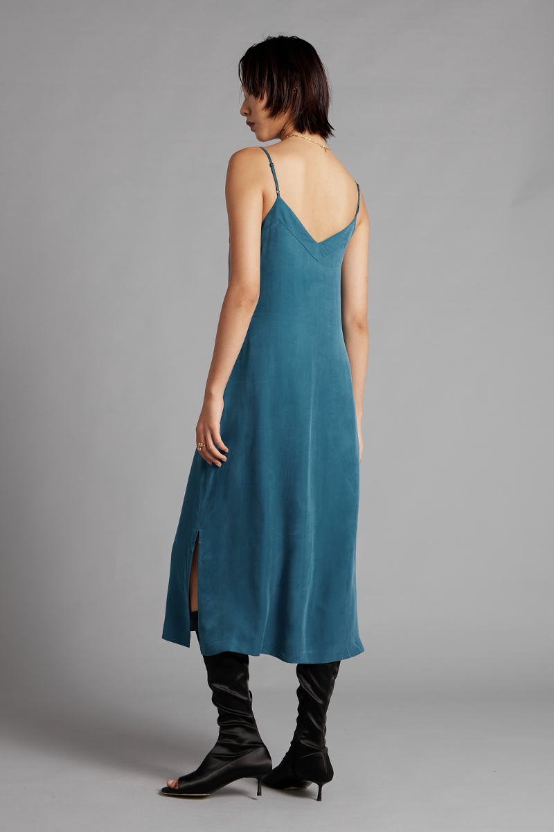 Teal Glider Midi Slip Dress