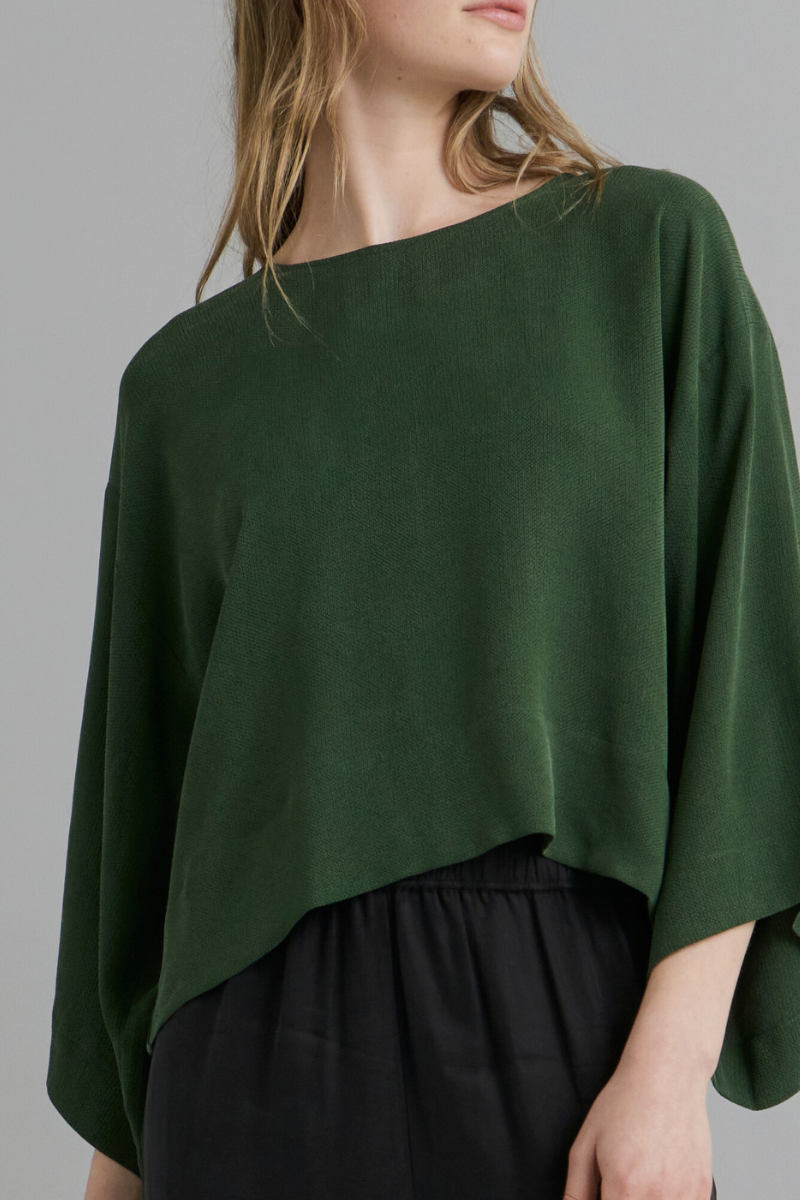 Forest Green Alya Textured Cupro Top