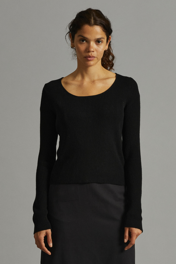 Black Gemini Scoop Neck Cotton Cashmere Knit