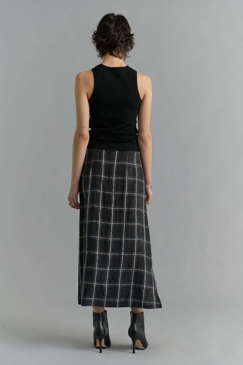 Check Kira Cupro Midi Skirt