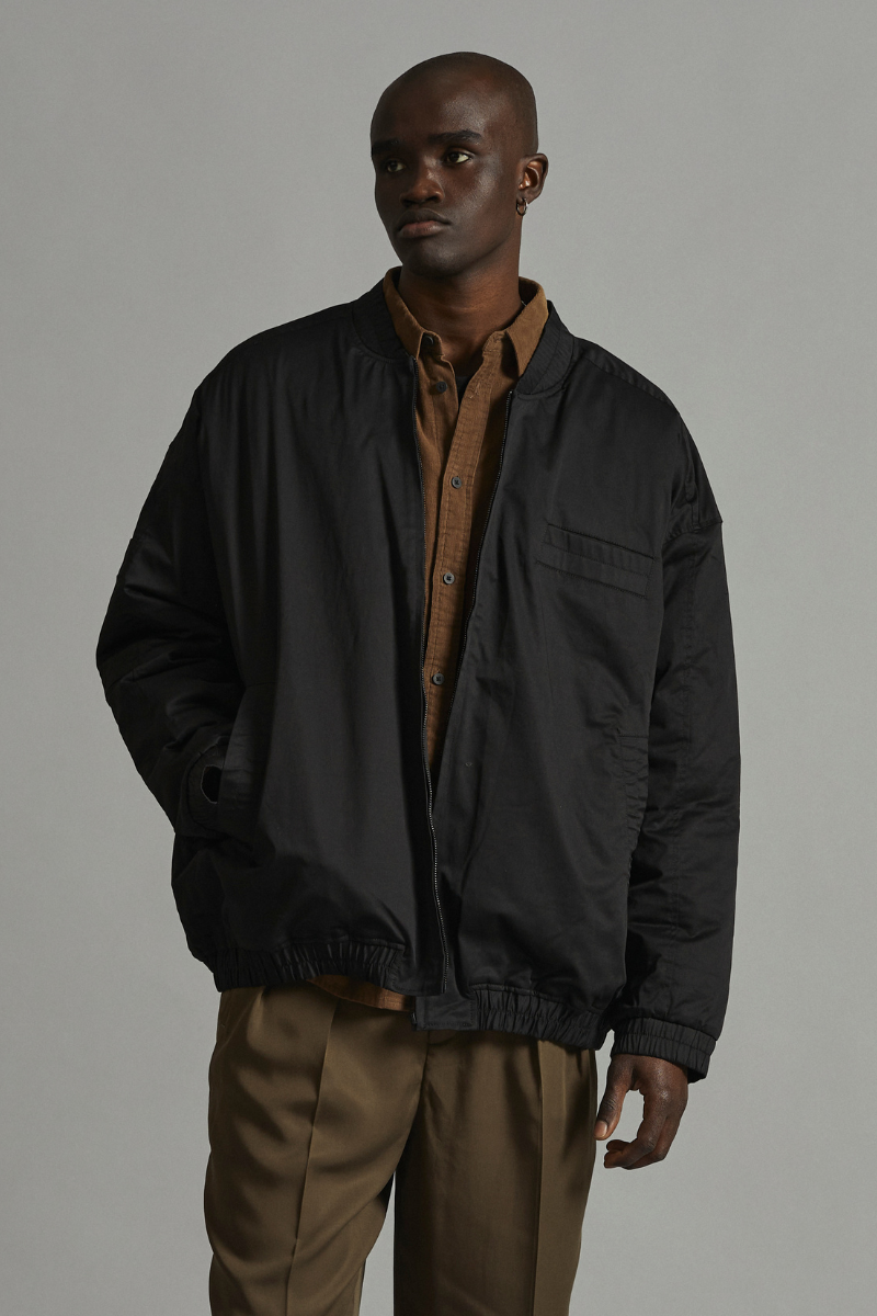 Black Ruco GenderU Oversized Bomber Jacket