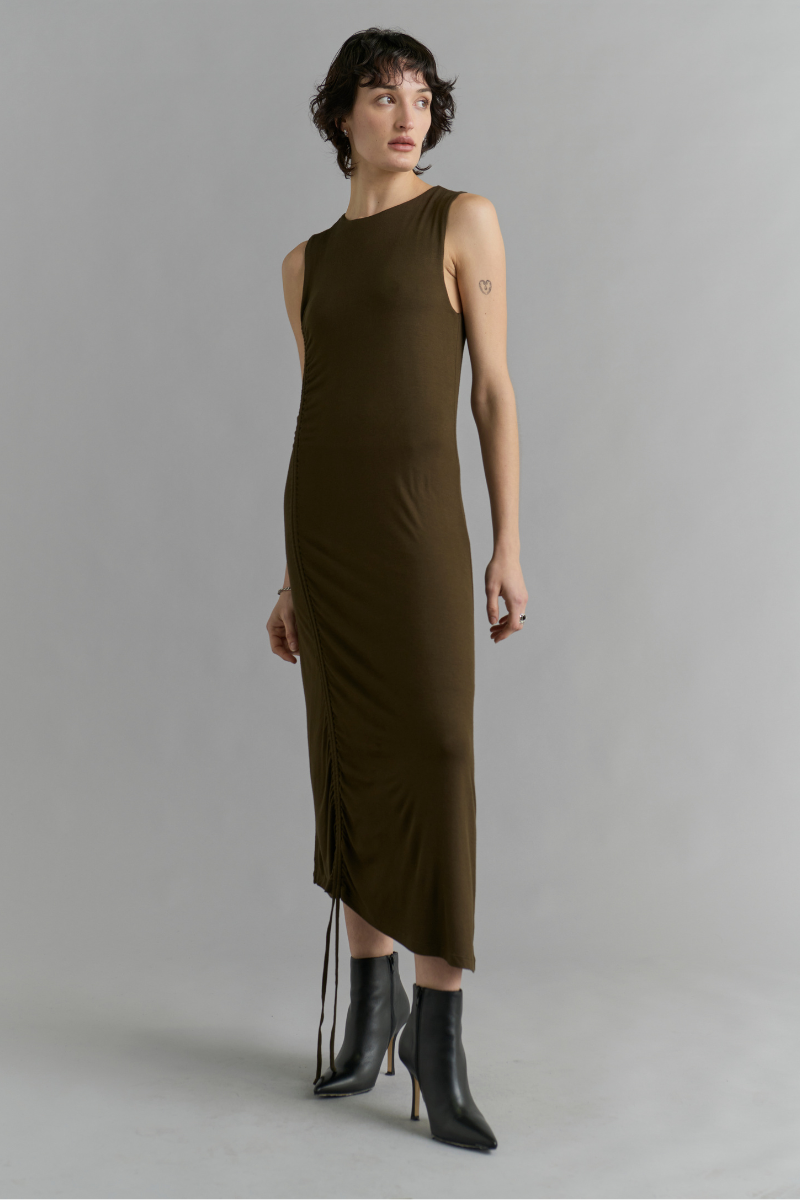 Khaki Tsara Modal Jersey Dress