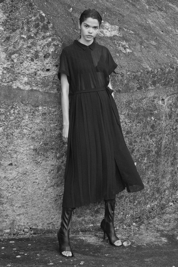 Black Juno Recycled Polyester Midi Shirt Dress