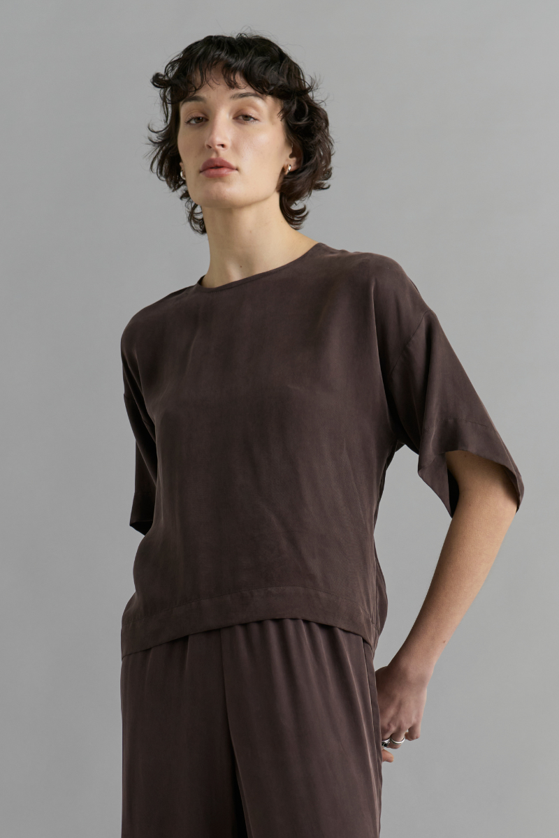 Rich Chocolate Lantern Cupro Viscose Top