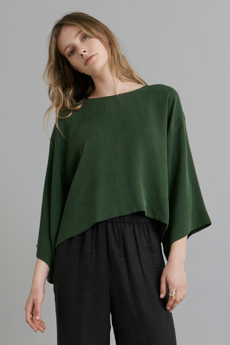 Forest Green Alya Textured Cupro Top