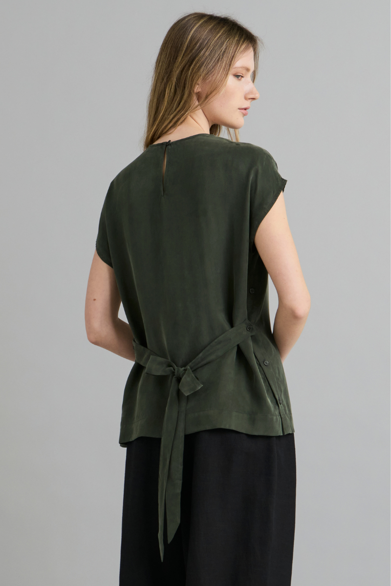 Khaki Carina Cupro Top