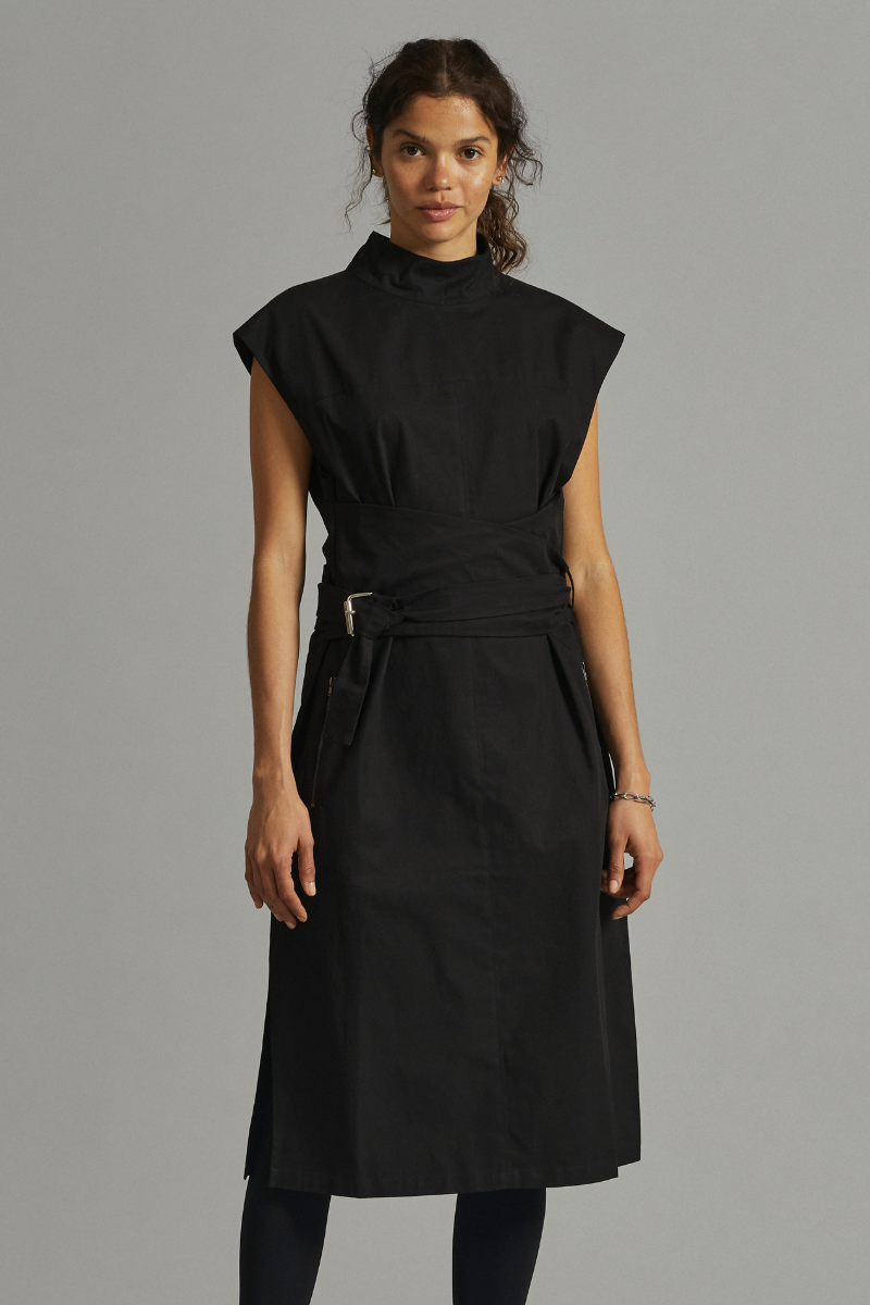 Black Radar Cotton Midi Dress