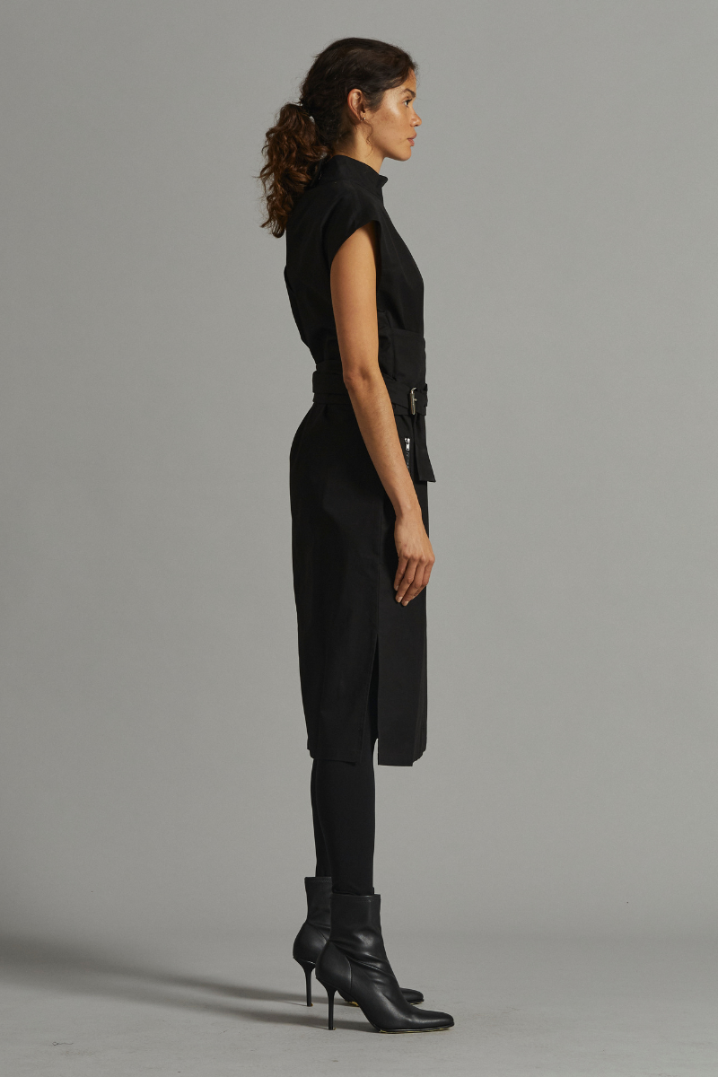 Black Radar Cotton Midi Dress