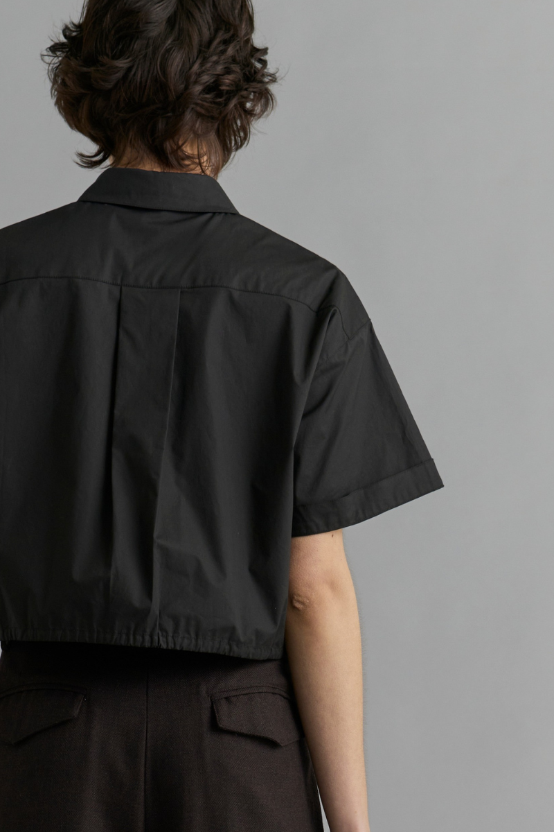 Black Iver Cropped Cotton Shirt