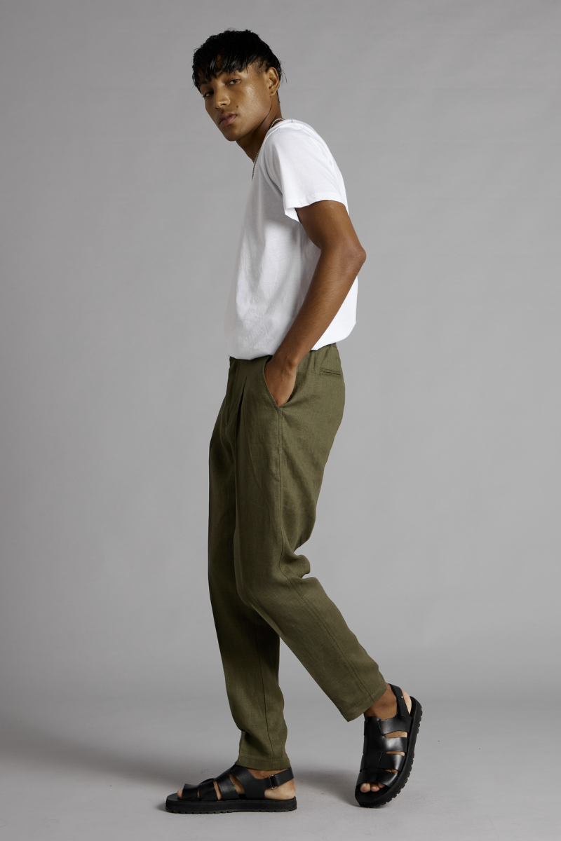 Khaki Osakie GenderU Linen Pants