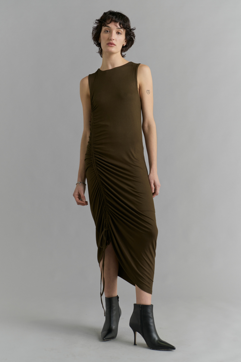 Khaki Tsara Modal Jersey Dress